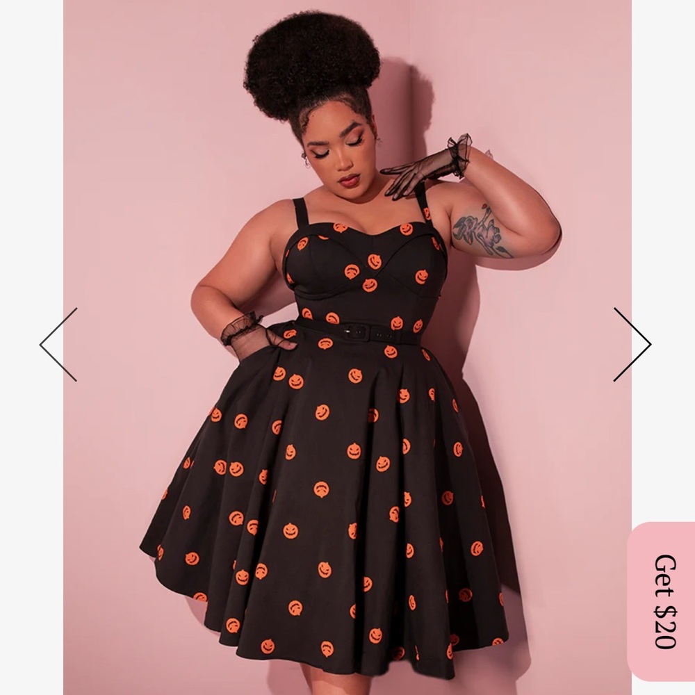 NWT Vixen by Micheline Pitt Pumpkin King Maneater Swing Dress